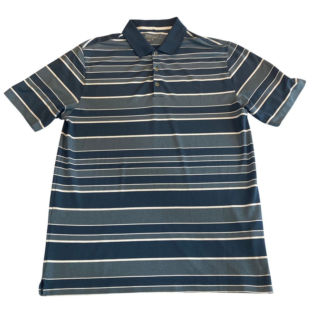 Nike Golf Tour Performance Mens Blue‎ Striped Polo Shirt 508328-459 Large